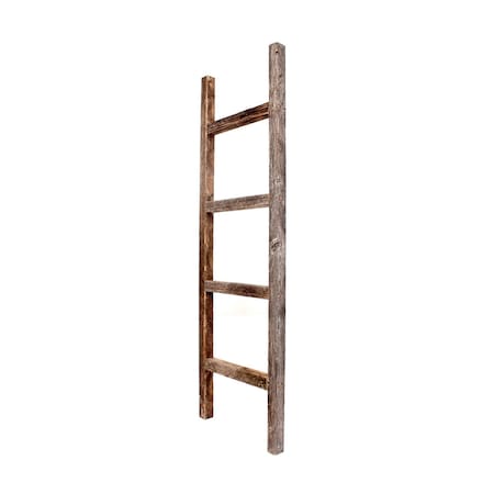 Barnwoodusa Rustic Farmhouse 4ft Reclaimed Wood Decorative Ladder (Weathered Gray) 672713210368